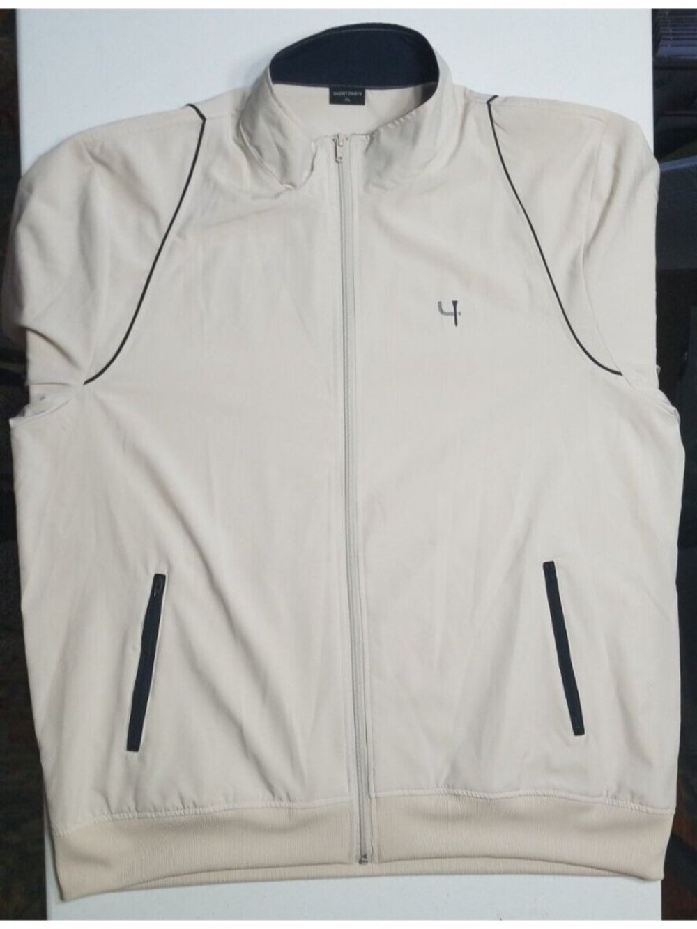 Golf Jacket Short Par 4 Full Zip Tan Lightweight Outdoor Sports Pockets Men's XL